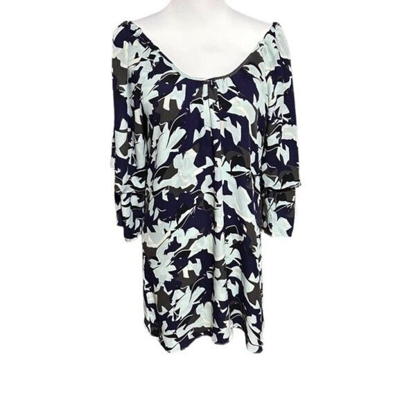 Parker Neiman Marcus Dress Blue Green Gray Sz L - Picture 1 of 8